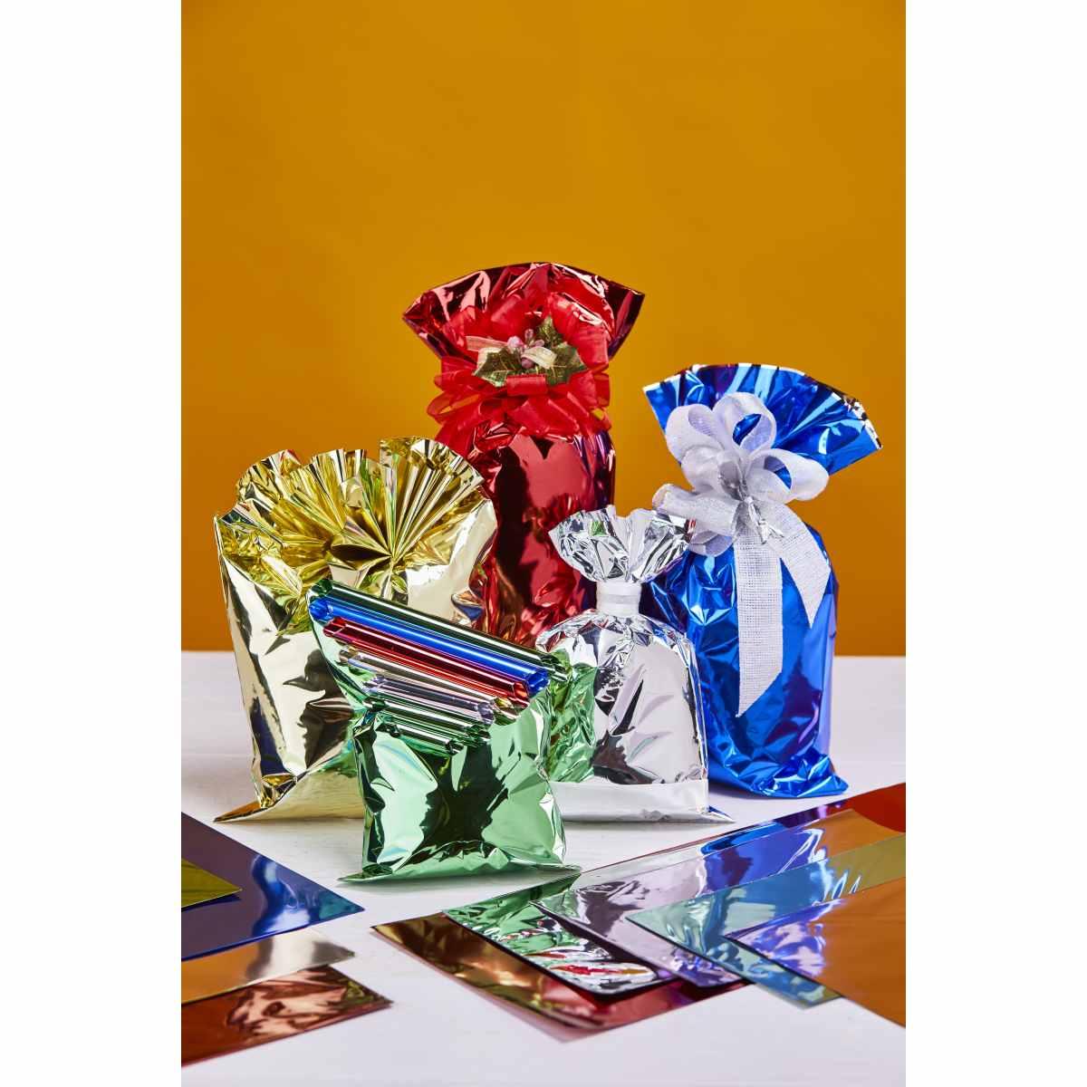 50 Buste metallizzate tinta unica  cm.35x50 lucide colore rosso