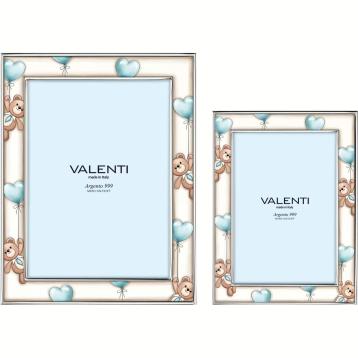 Set 2 cornici bimbo multicolor orsetti e cuori azzurro Valenti