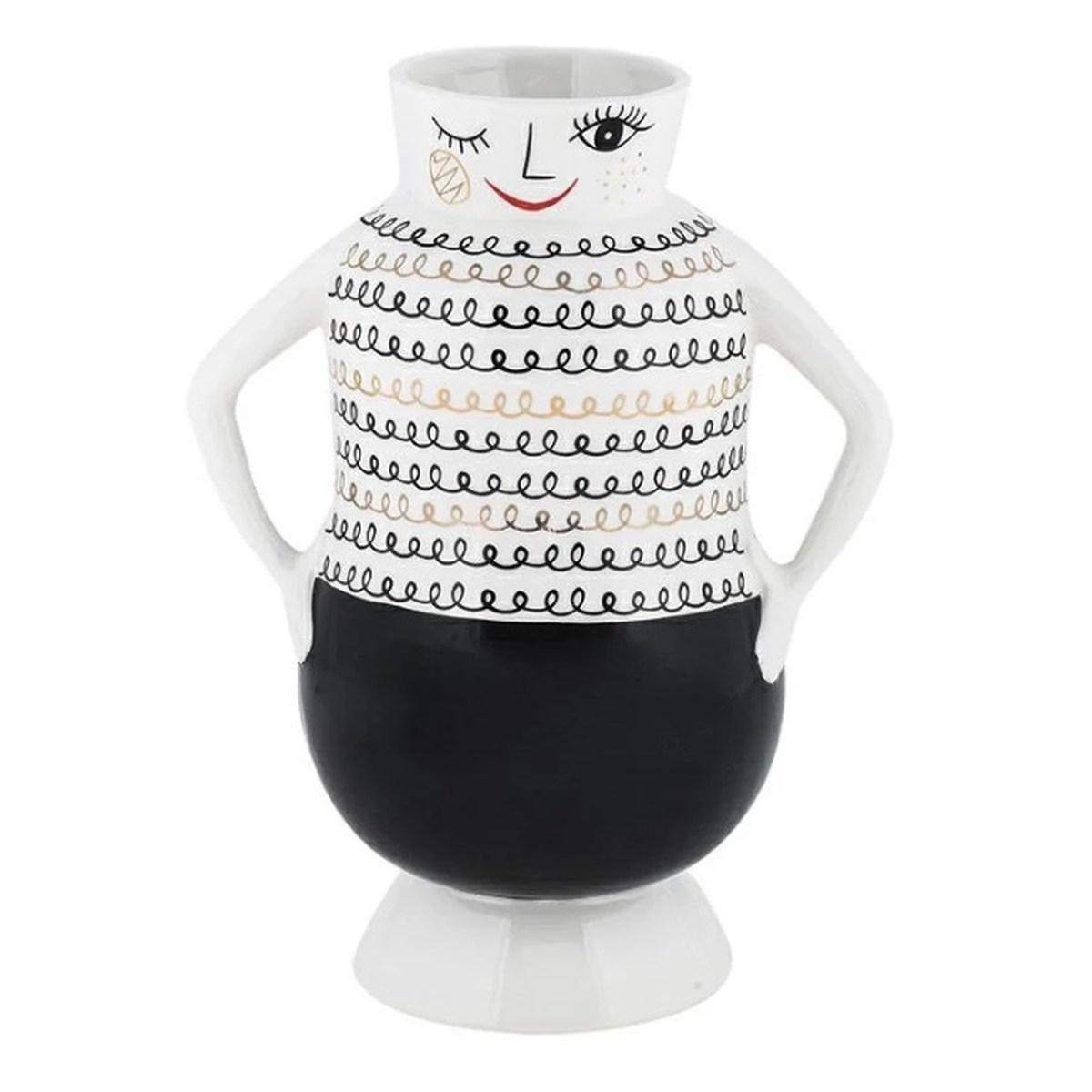 Vaso Elicriso bianco e nero 83744 22x15x29,5 cm