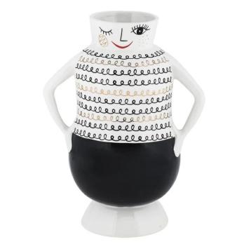 Vaso Elicriso bianco e nero 83744 22x15x29,5 cm