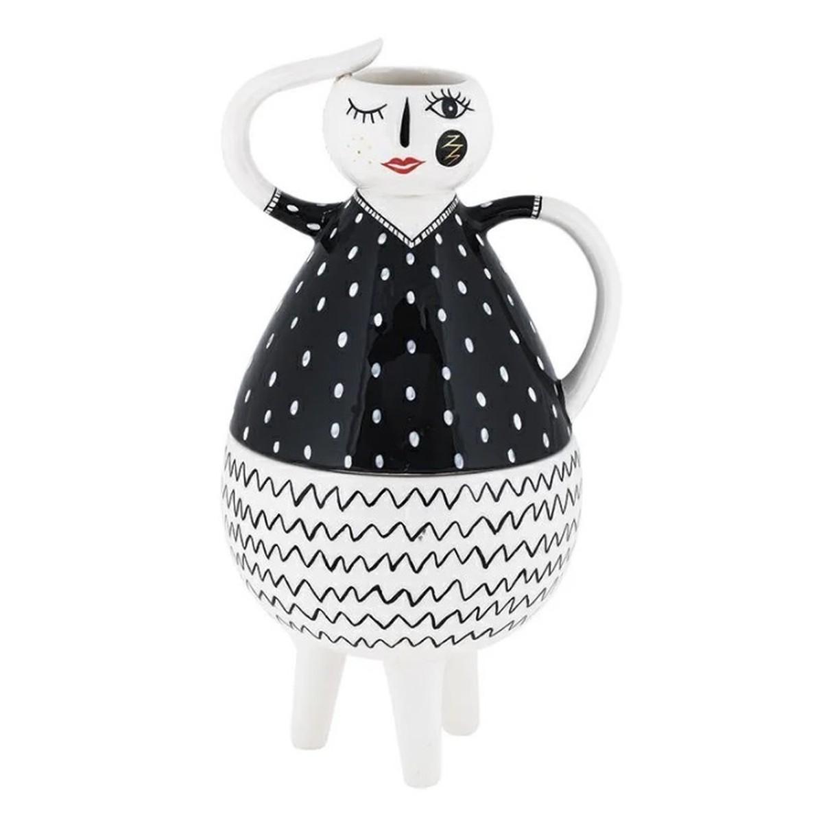 Vaso donna Elicriso bianco e nero 83713 15x14x27,7 cm