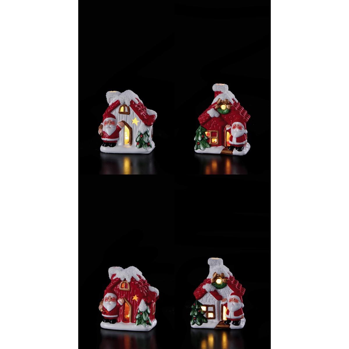 Casetta natalizia in ceramica con led 9x7h10cm