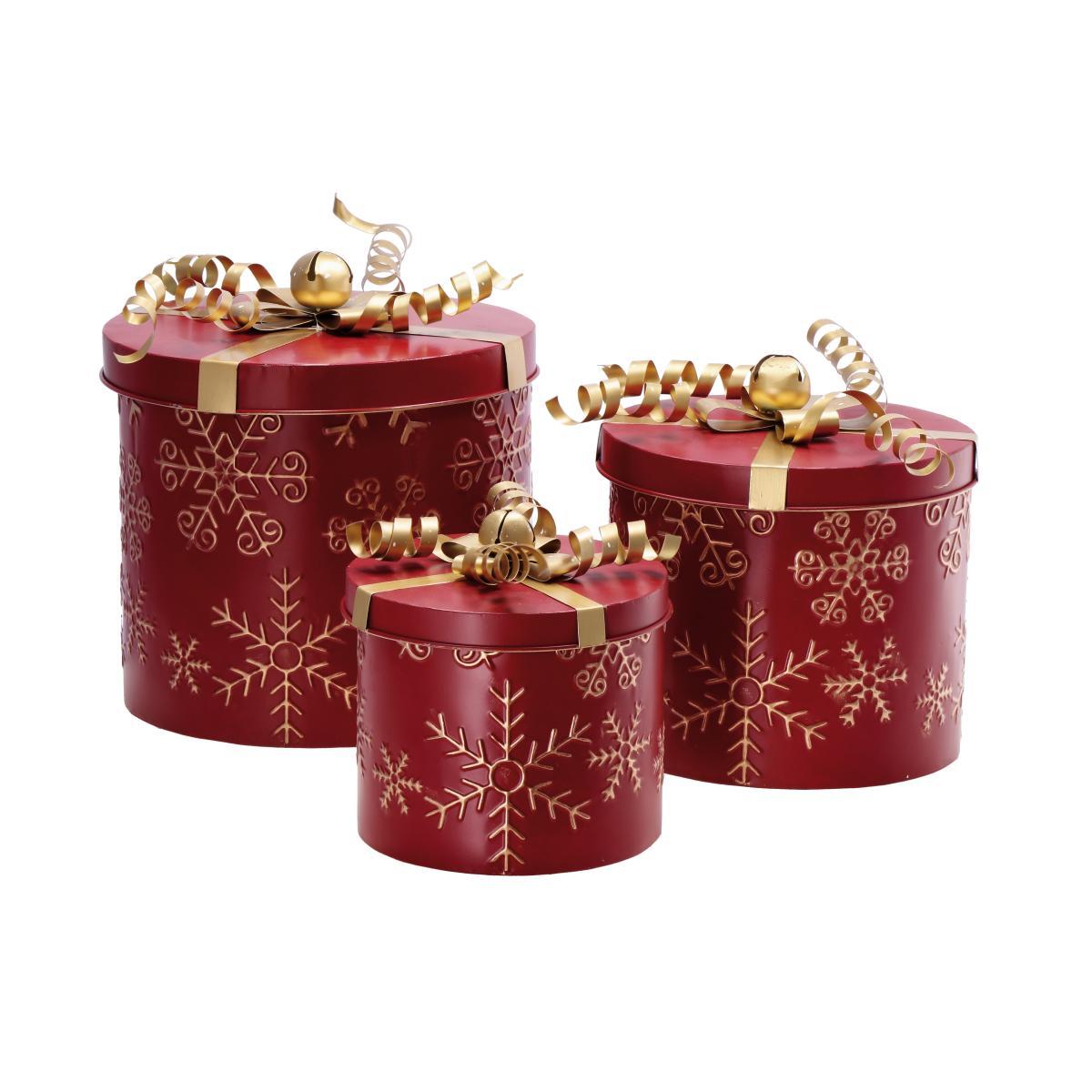 Set 3 pacchi dono natalizi in ferro h23-28-33cm