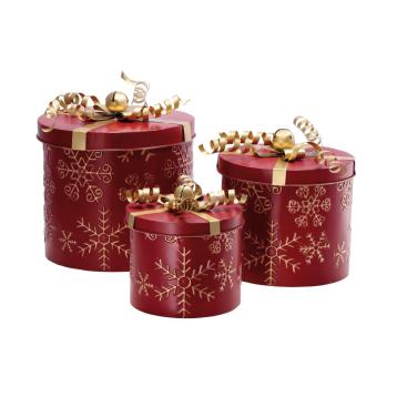 Set 3 pacchi dono natalizi in ferro h23-28-33cm