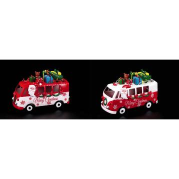 Decorazione natalizia bus in ferro 32x14h22cm