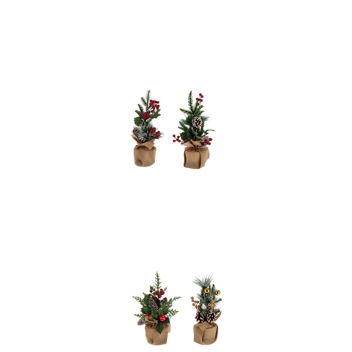 Decorazione natalizia alberello in plastica e juta 16x13x33cm
