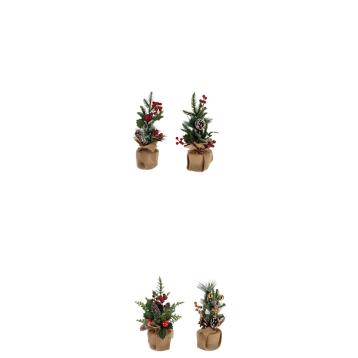 Decorazione natalizia alberello in plastica e juta 16x13x33cm