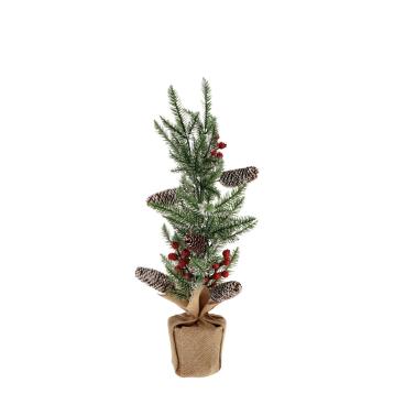 Alberello natalizio in plastica e juta d12 h63cm