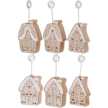 Segnaposto natalizio in MDF mod. casetta ass. 3 modelli 6,5x2h13,5cm