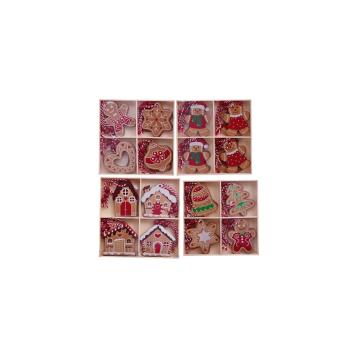 Set 12 decorazioni natalizie da appendere in MDF ass. 4 composizioni 7x7cm