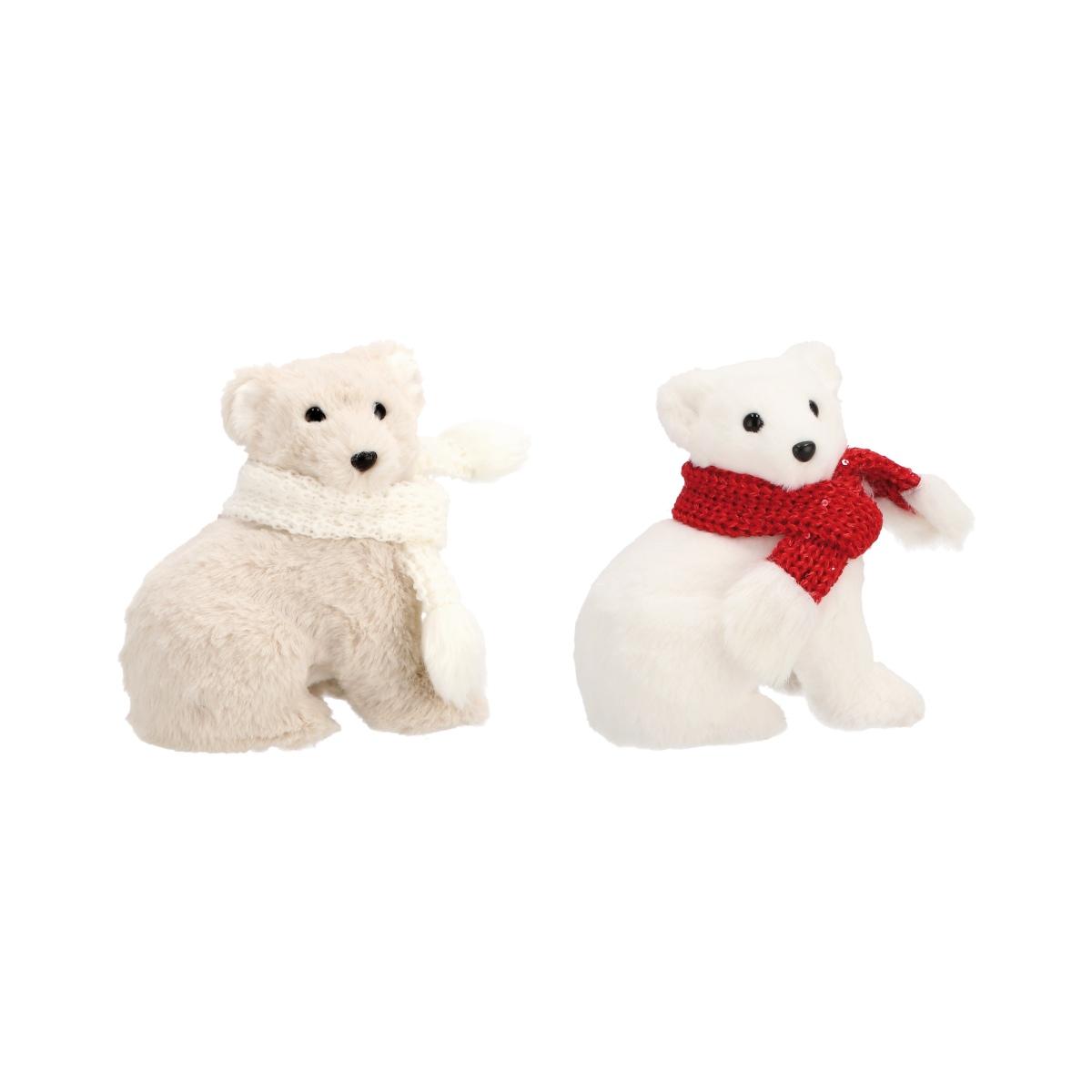 Decorazione per albero in polistirolo e tessuto modello orso 11x15xh16 cm