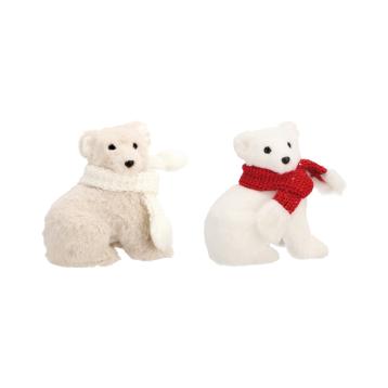 Decorazione per albero in polistirolo e tessuto modello orso 11x15xh16 cm
