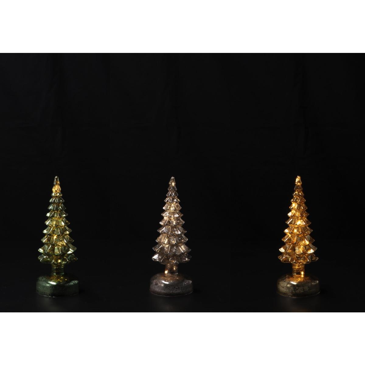 Alberello in vetro con 10 LED (funzionamento a pila 3AA x 1,5V) per decorazione d8,5xh23 cm