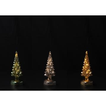 Alberello in vetro con 10 LED (funzionamento a pila 3AA x 1,5V) per decorazione d8,5xh23 cm