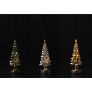 Alberello in vetro con 12 LED (funzionamento a pila 3AA x 1,5V) per decorazione d9,5xh26 cm