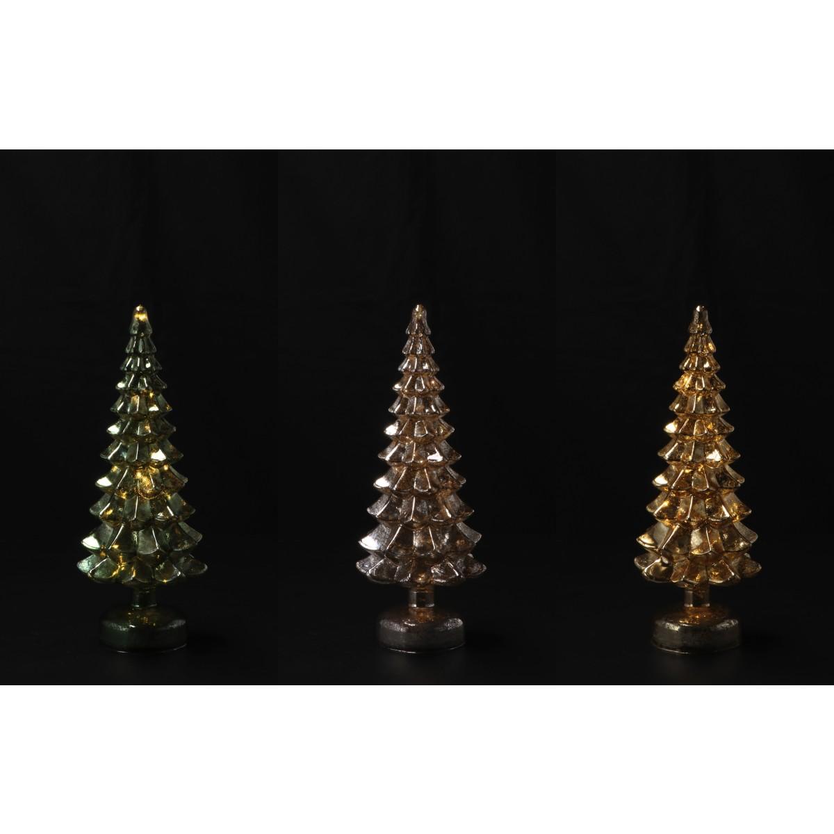 Alberello in vetro con 15 LED (funzionamento a pila 3AA x 1,5V) per decorazione 12xh31 cm