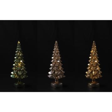 Alberello in vetro con 15 LED (funzionamento a pila 3AA x 1,5V) per decorazione 12xh31 cm