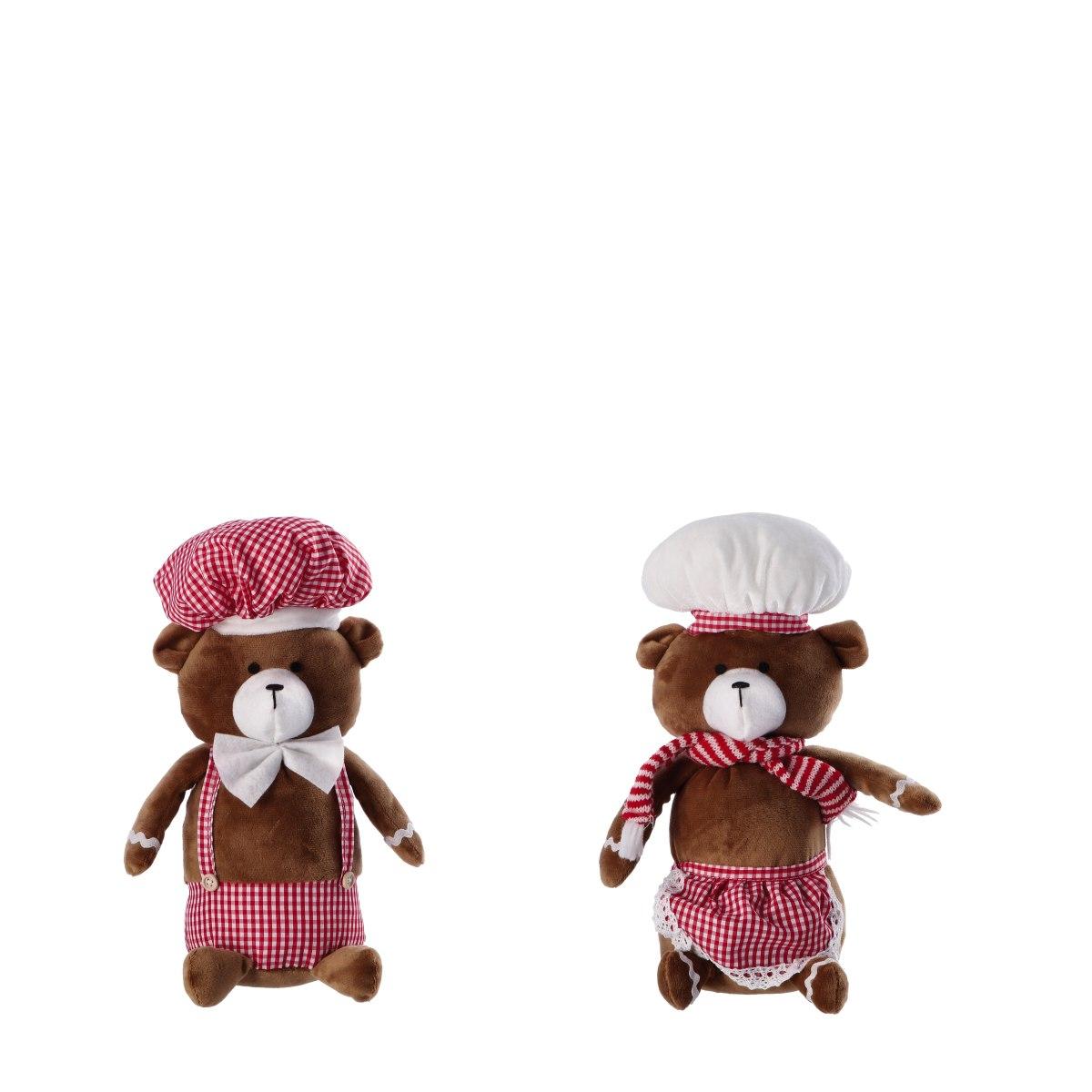 Decorazione natalizia in tessuto mod. orso chef ass. 2 modelli 20x13h30cm