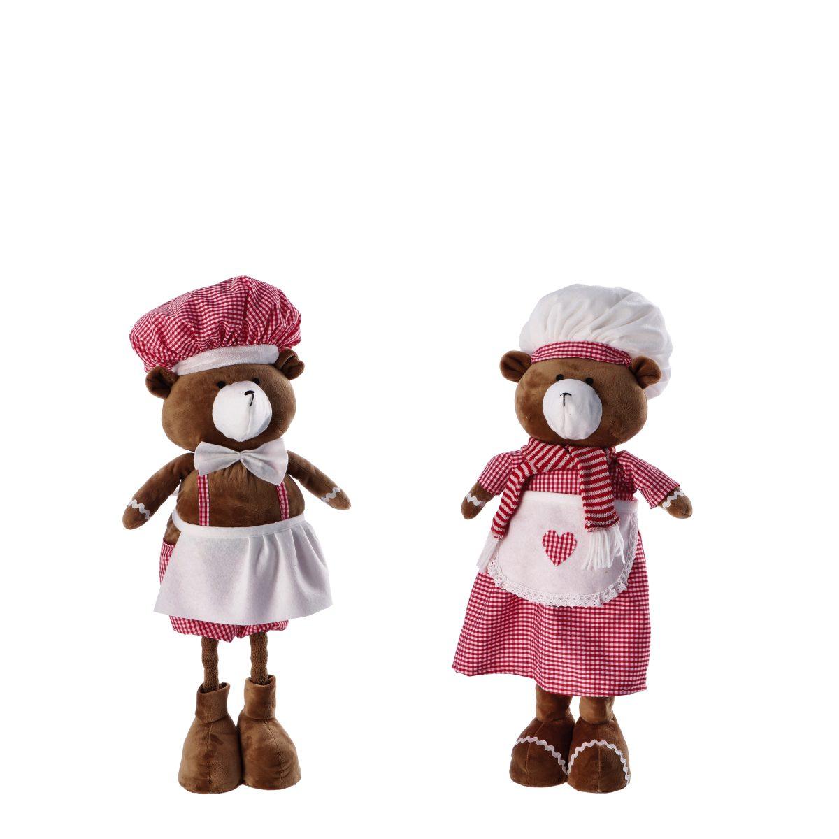 Decorazione natalizia in tessuto mod. orso chef ass. 2 modelli 27x15h60cm