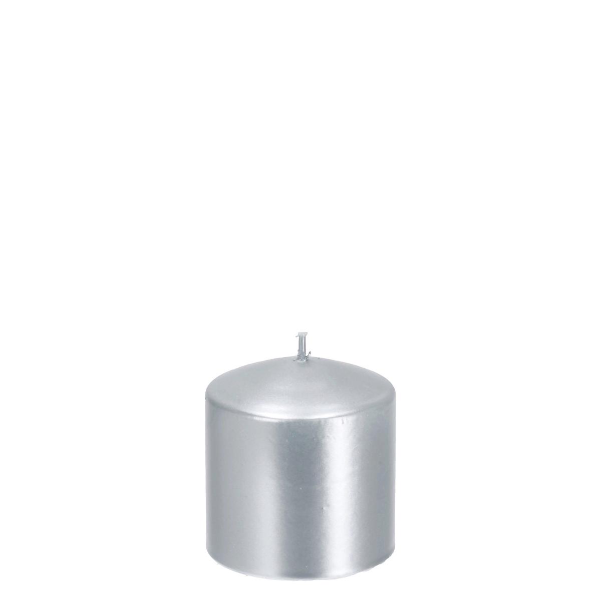 Candela natalizia cilindrica argento d7 h7,5cm