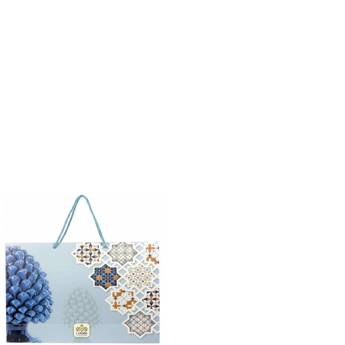 Shopper in carta h.22 x l.26 x p.8 cm manico in corda fantasia decorazioni siciliane