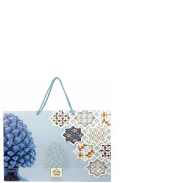 Shopper in carta h.28 x l.35 x p.10 cm fantasia decorazioni siciliane e manico in corda
