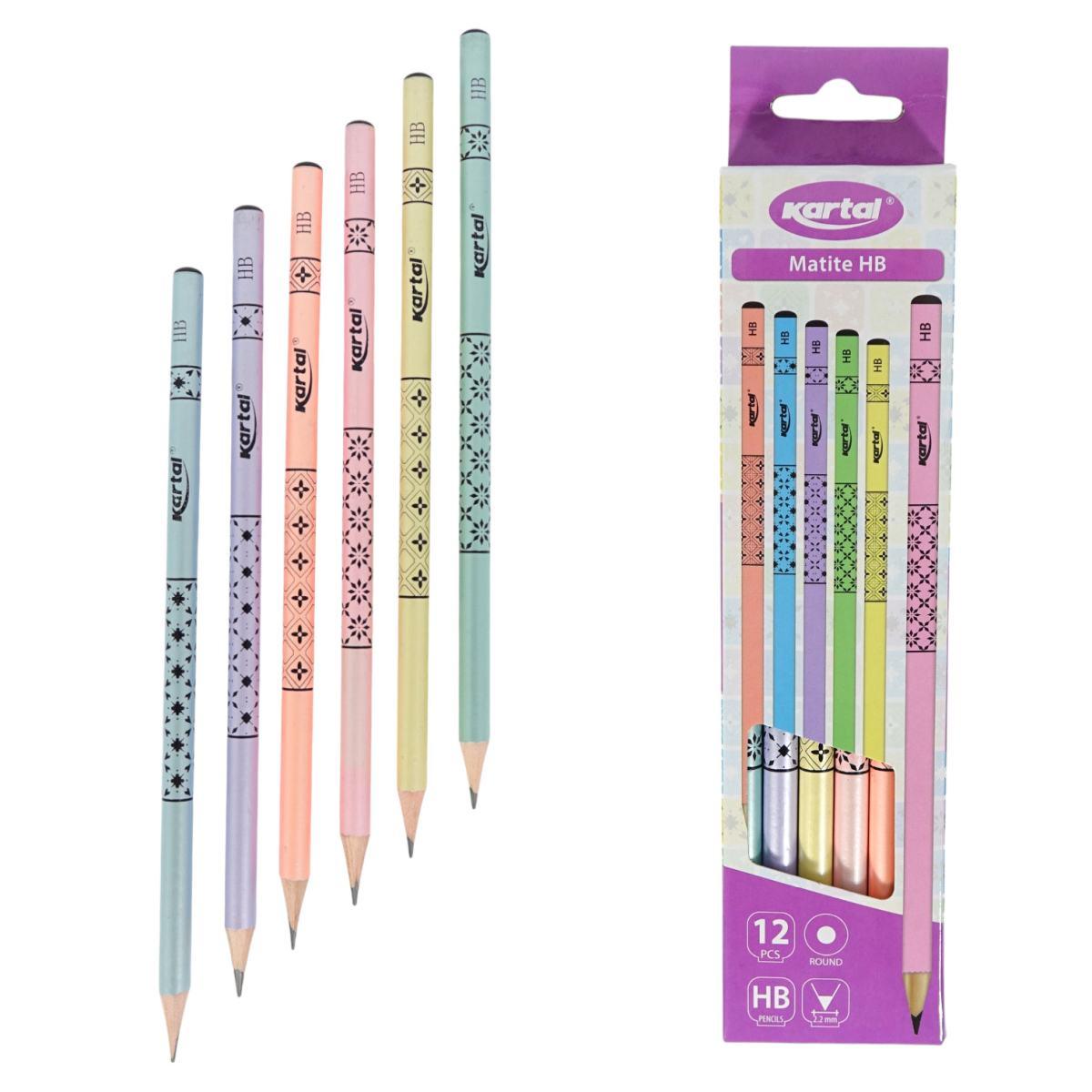 12 matite fusto pastello con tex mina nera hb Kartal