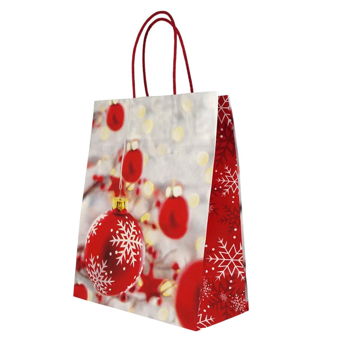 Shoppers carta h 27 x l 22 x p 10 fantasia natale j-fold manico corda