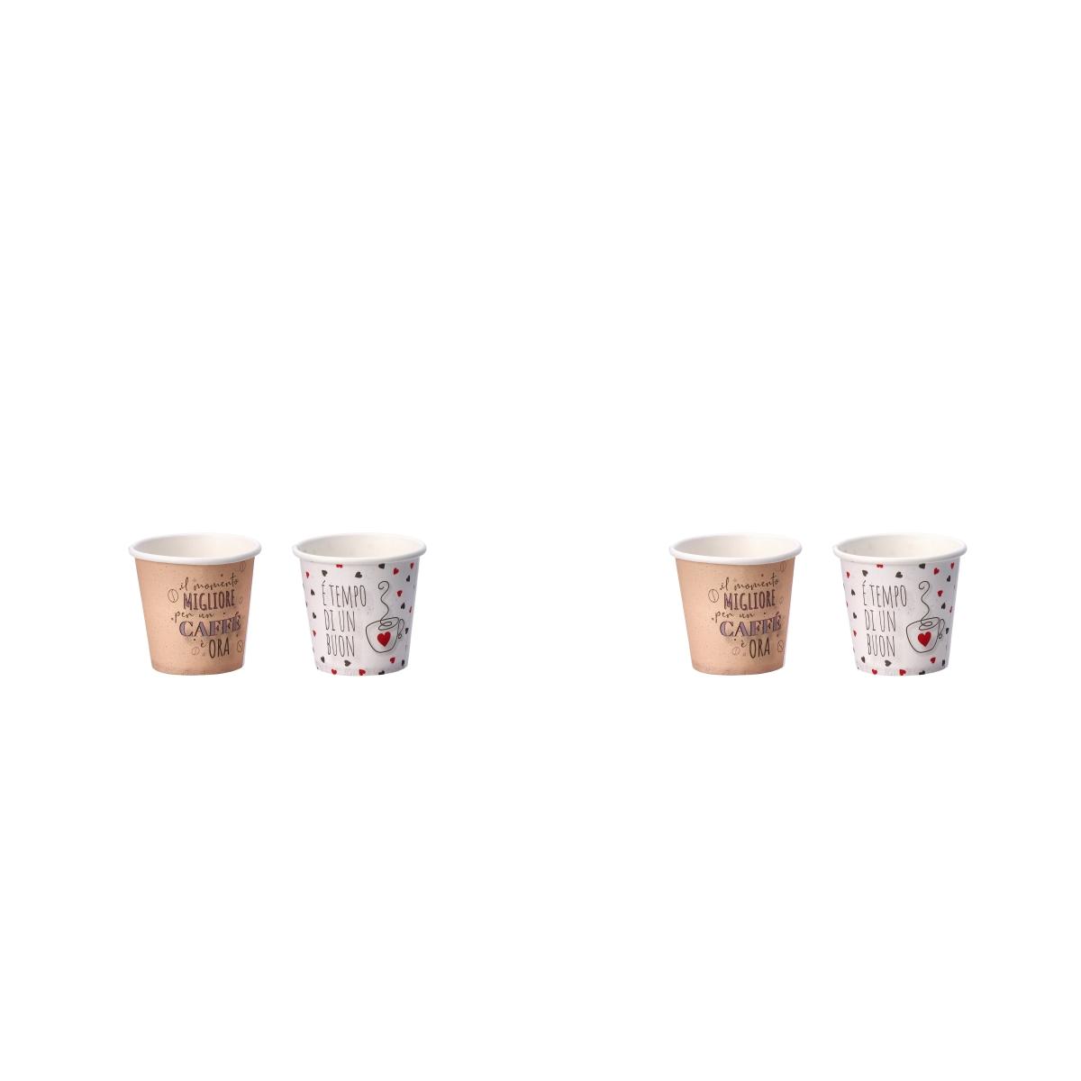Set 50 tazzine da caffè monouso in carta 2 decori 7,5 cl.