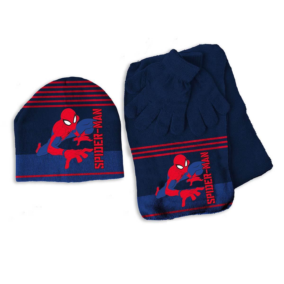 Set bimbo cappello + sciarpa + guanti Spiderman