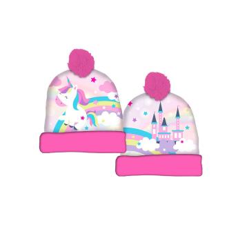 Cappello con risvolto e pon pon Unicorno