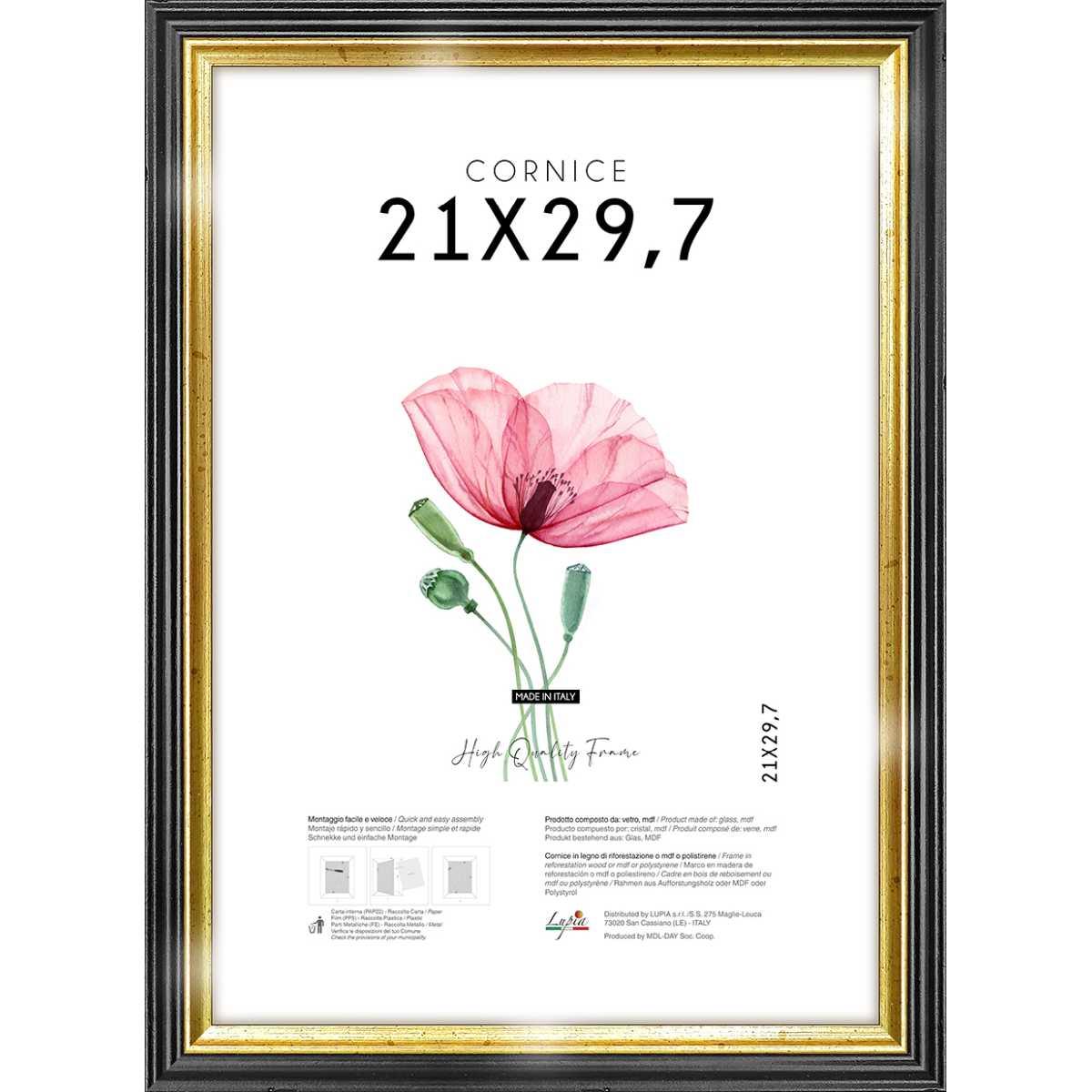 Cornice portafoto black gold 21x29,7 cm A4