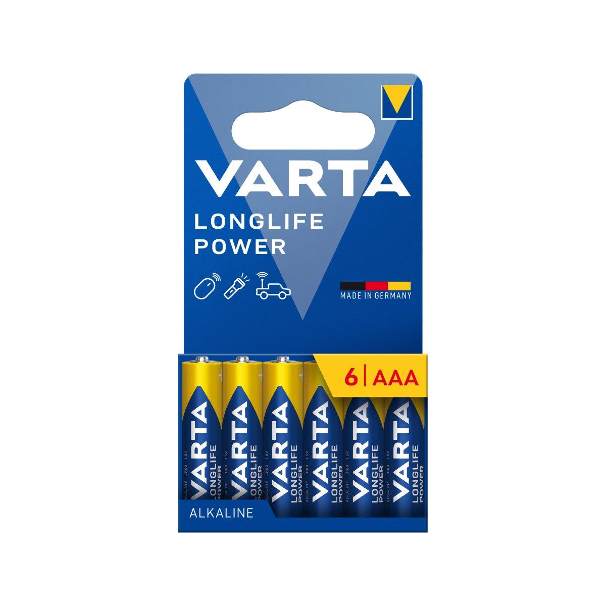 Varta pila longlife power ministilo AAA alcalina blister da 6 pezzi