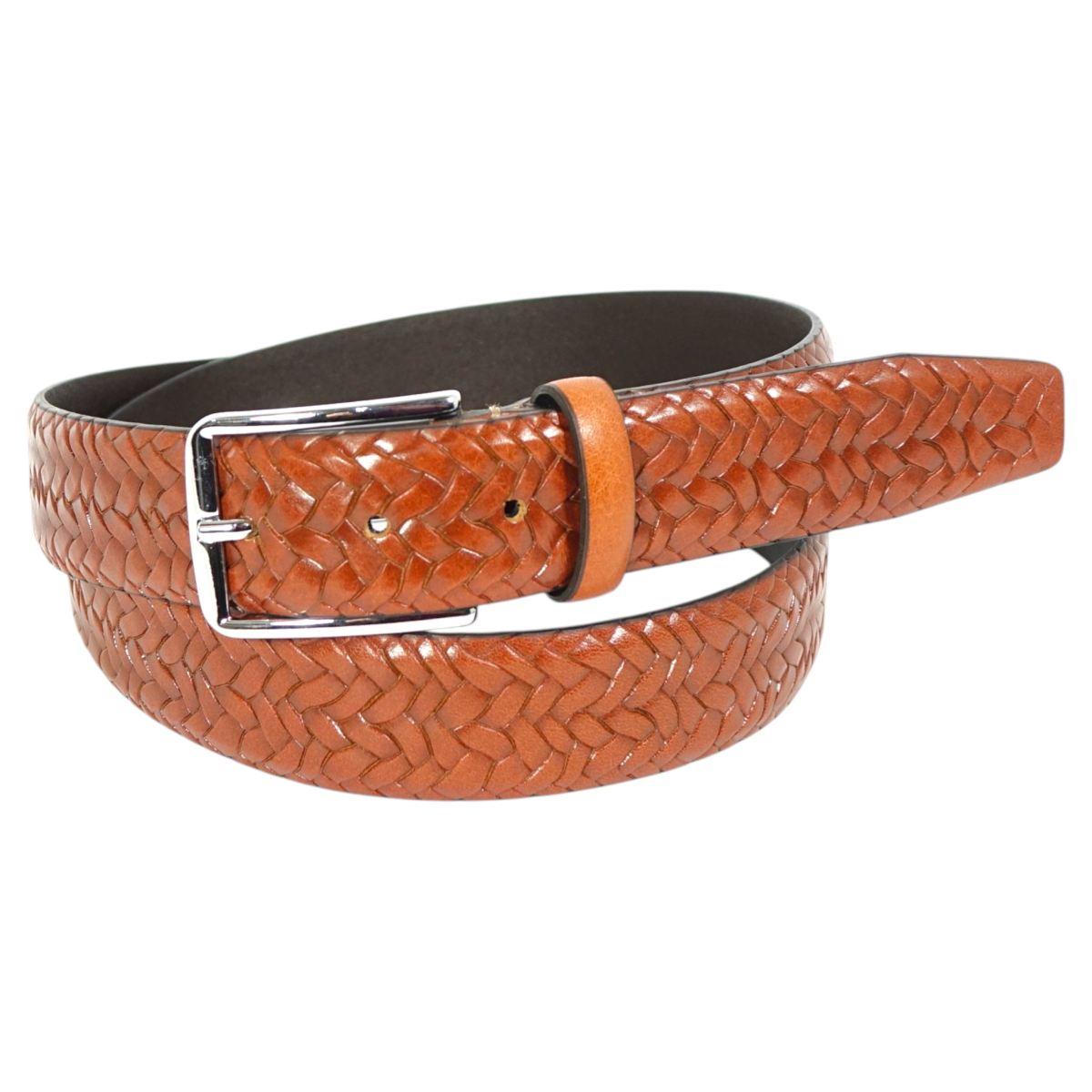 Cintura uomo in pelle volonata stampa treccia Made in Italy