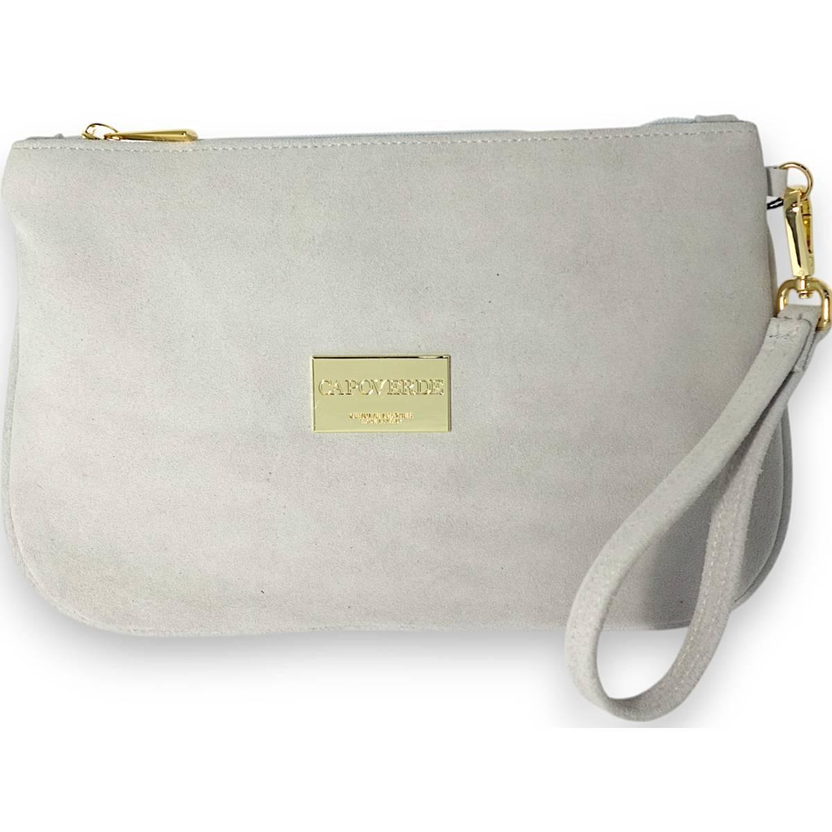 Pouchette donna a mano Capoverde made in Italy in vera pelle camoscio idrorepellente