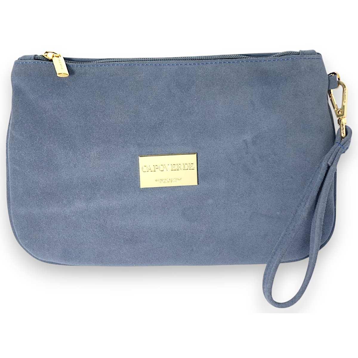 Pouchette donna a mano Capoverde made in Italy in vera pelle camoscio idrorepellente