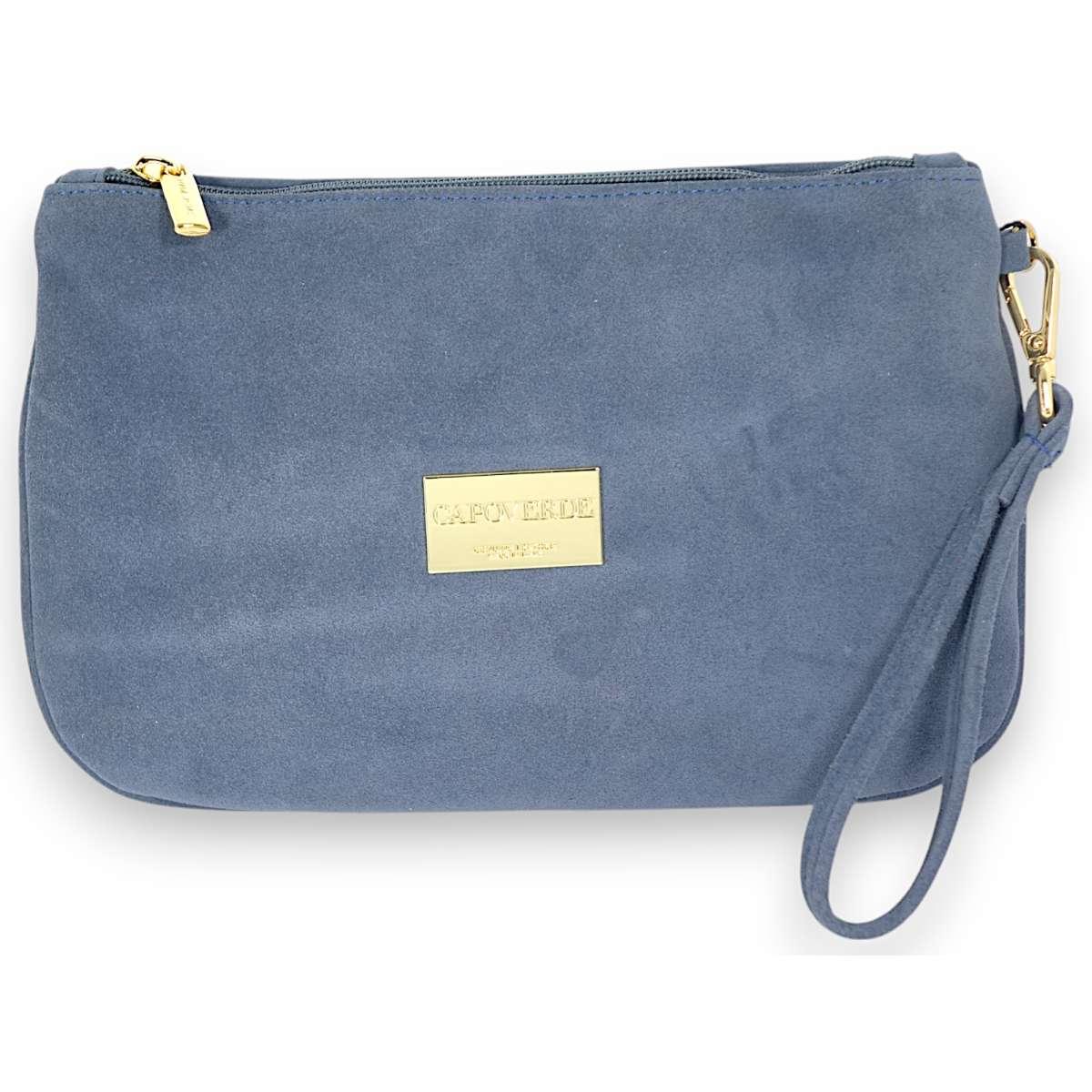 Pouchette donna a mano Capoverde made in Italy in vera pelle camoscio idrorepellente
