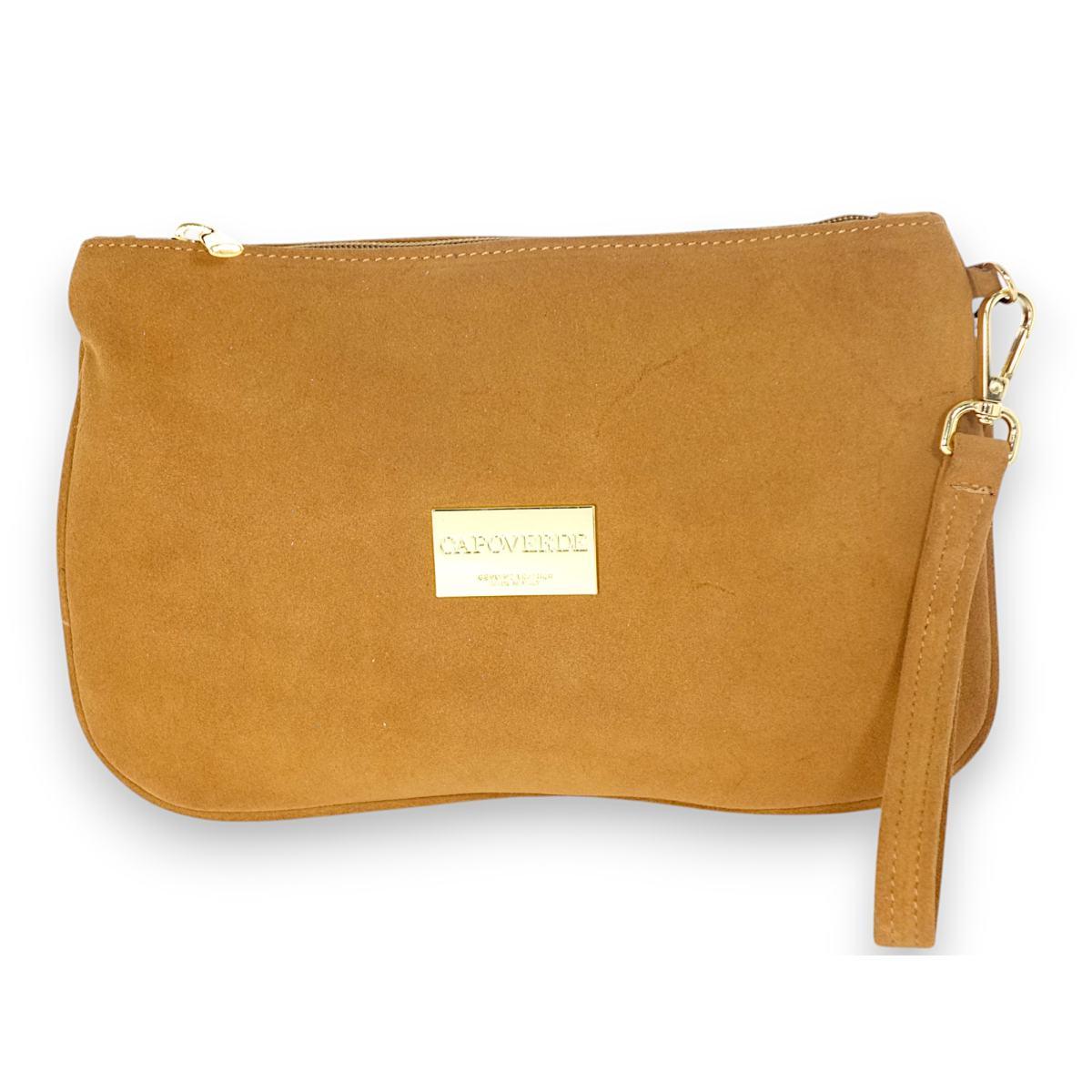 Pouchette donna a mano Capoverde made in Italy in vera pelle camoscio idrorepellente
