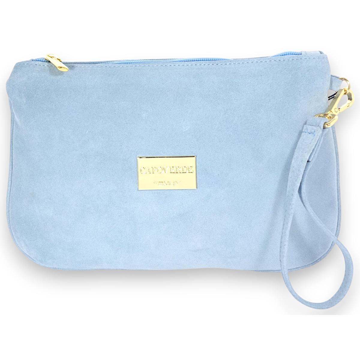 Pouchette donna a mano Capoverde made in Italy in vera pelle camoscio idrorepellente