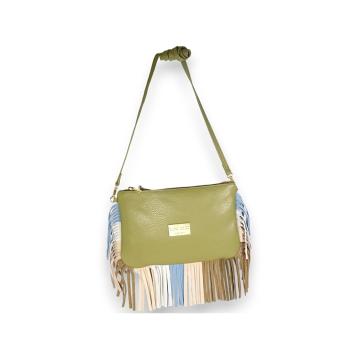 Tracollina in vera pelle con frange in camoscio Capoverde Made in Italy