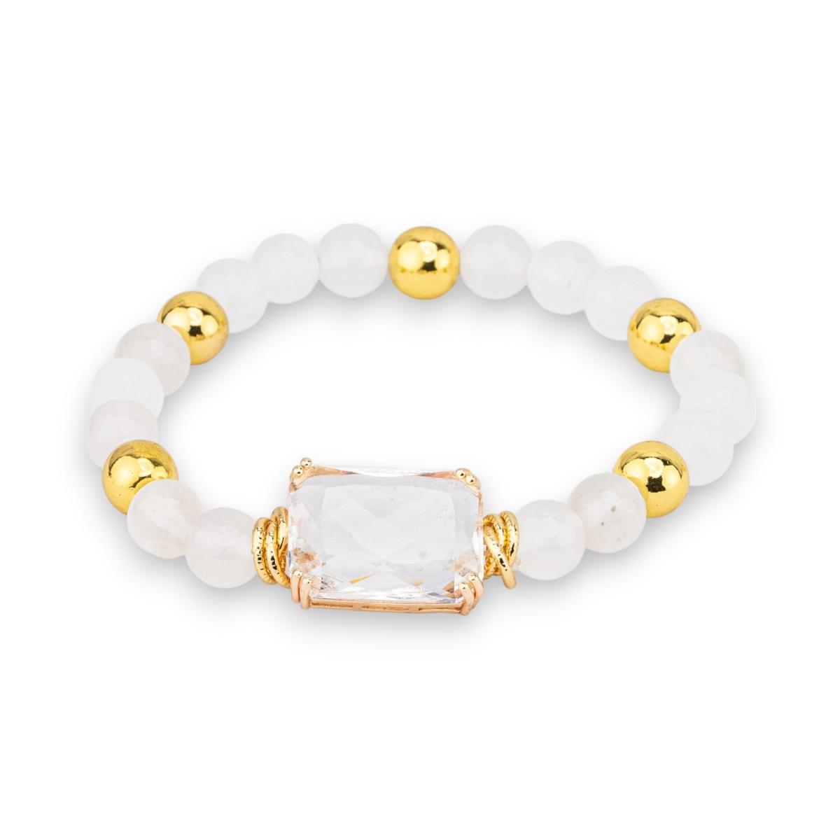Bracciale con perle di fiume potato 7,5-8 mm con ematita e occhi di gatto