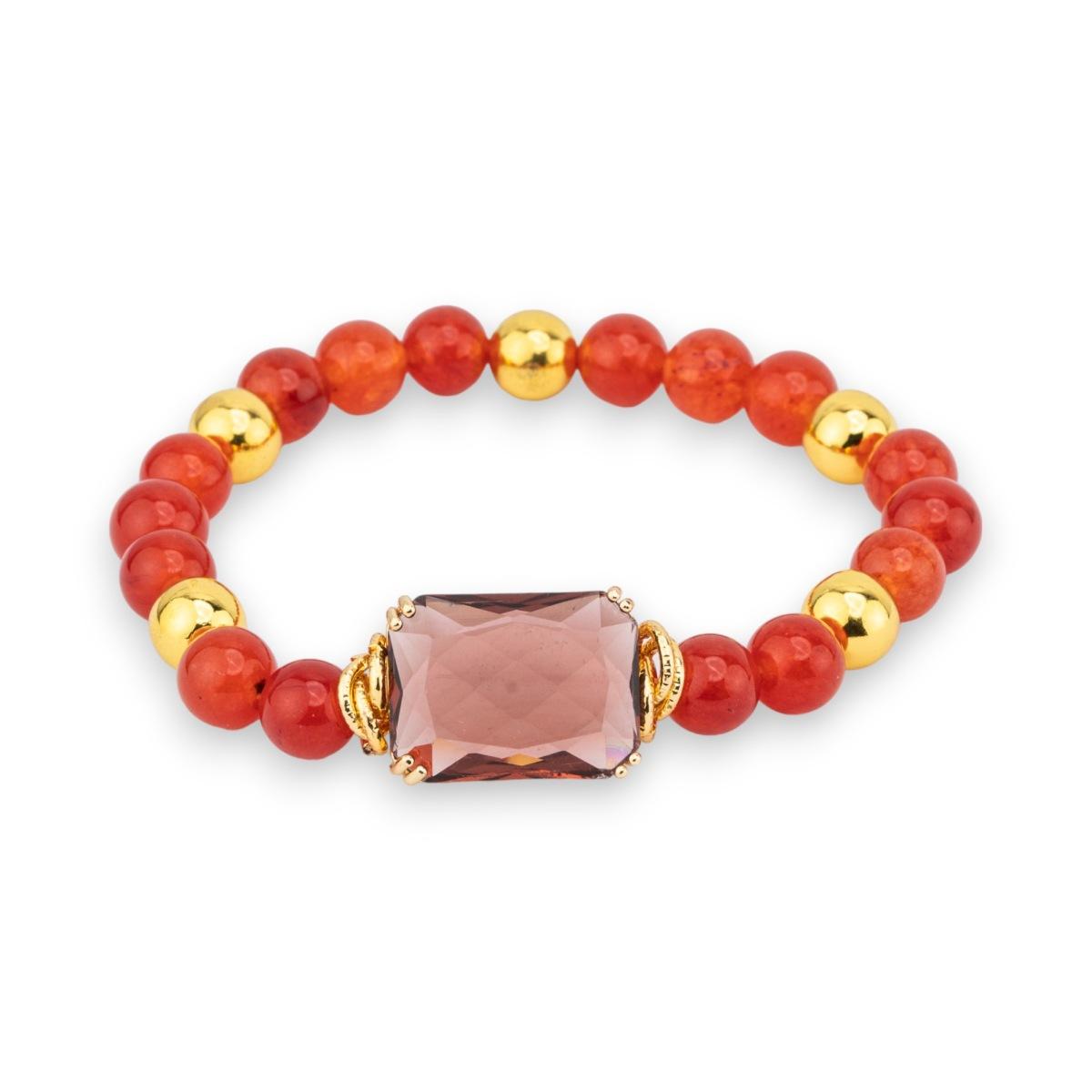 Bracciale con perle di fiume potato 7,5-8 mm con ematita e occhi di gatto