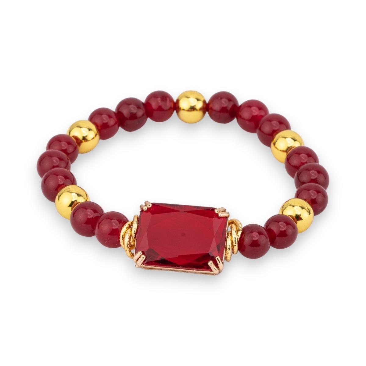 Bracciale con perle di fiume potato 7,5-8 mm con ematita e occhi di gatto