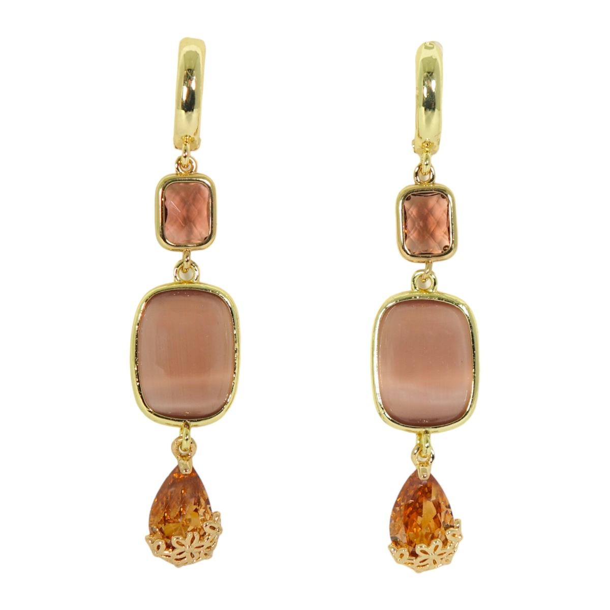 Orecchini donna a perno di bronzo con occhio di gatto