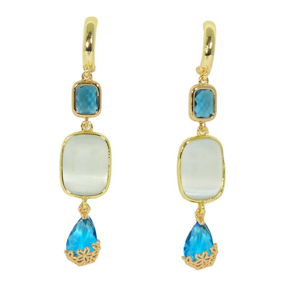 Orecchini donna a perno di bronzo con occhio di gatto