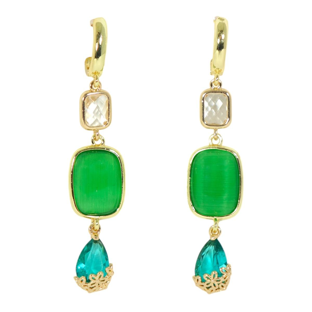 Orecchini donna a perno di bronzo con occhio di gatto