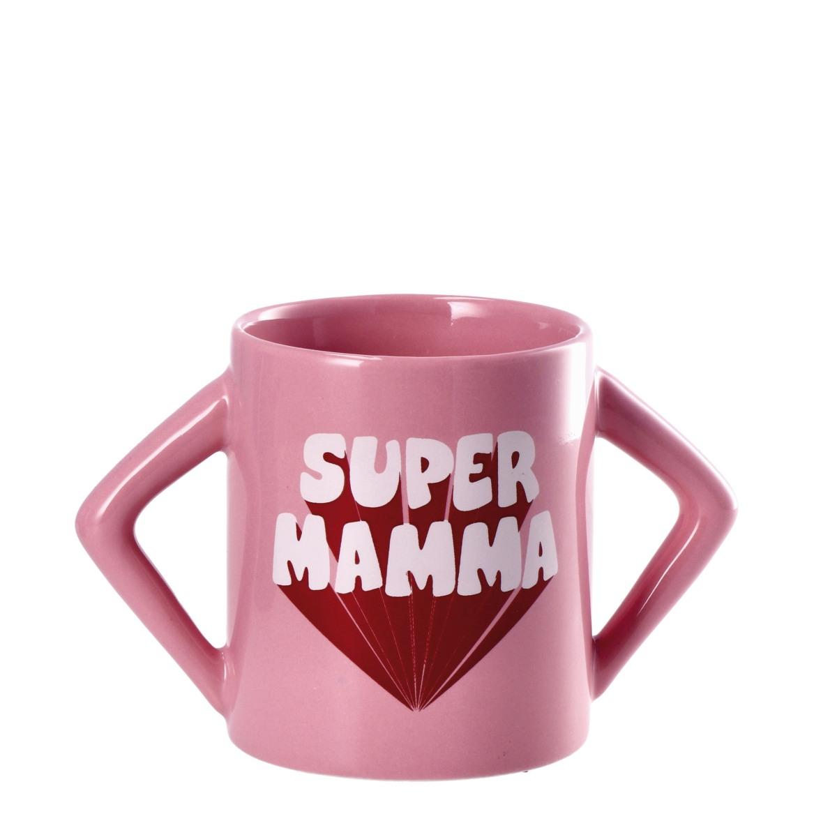 Tazza in ceramica Super Mamma e Super Papà 330ml 8x h.9 cm