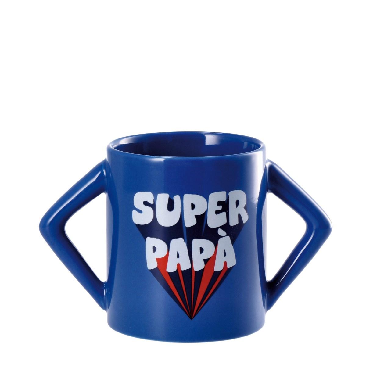 Tazza in ceramica Super Mamma e Super Papà 330ml 8x h.9 cm