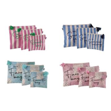 Set 3 pochette mare in cotone stampato
