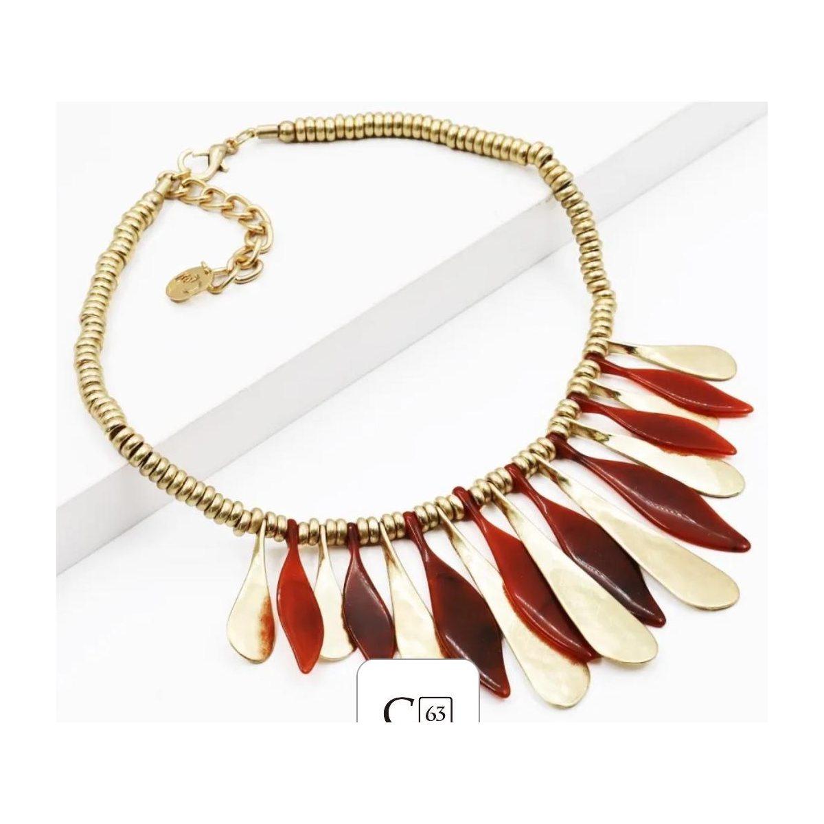 Collana donna C63 con petali di resina e metallo